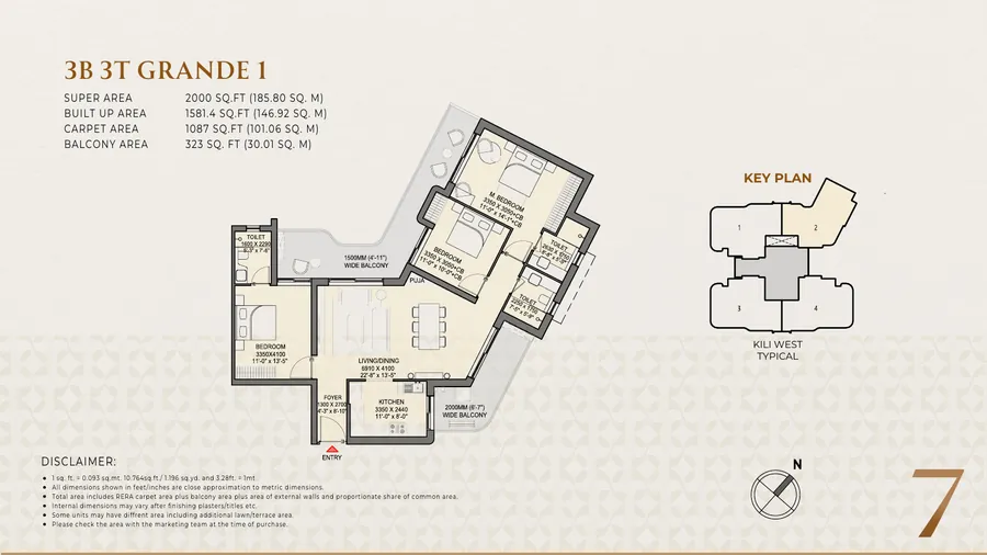 3B 3T Grande 1 Floor Plan